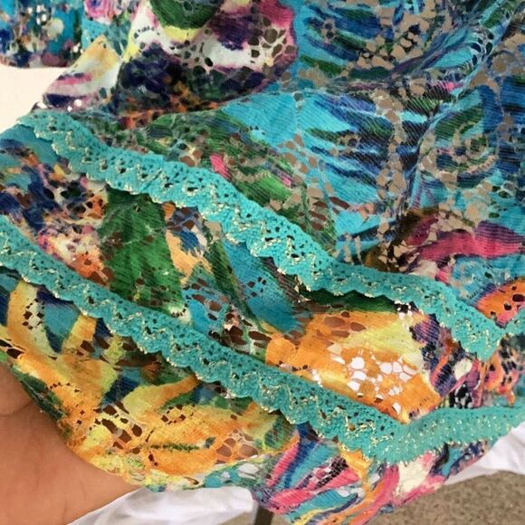 Anthropologie Kitsch & Pop Boho Lace Blouse Top Tassel Tie Women’s M/L - Picture 6 of 10